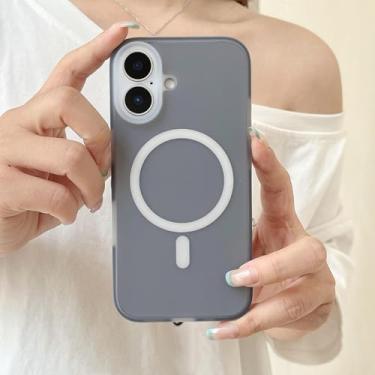 Imagem de HTVJFX Capa magnética de silicone líquido para iPhone 16 Pro Max com carregamento sem fio e capa macia à prova de choque (para iPhone 16 Pro Max/preta)