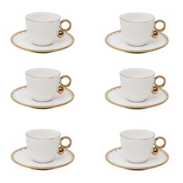 Imagem de Conjunto 06 Xícaras de Cafezinho de Porcelana Egg Branco 90ml Wolff