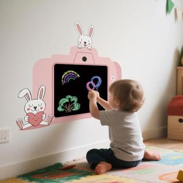 Imagem de Papel de parede para quadro-negro magnético, quadro de giz, parede, rosa, coelho fofo, adesivo para câmera, 86 cm x 81 cm, quadro negro, papel de contato magnético para parede autoadesivo