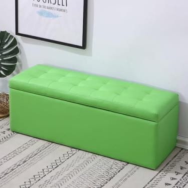 Imagem de Banco de entrada moderno com armazenamento com almofada, banco para quarto na extremidade da cama, banco de armazenamento de sala de estar, banco para entrada da porta da frente, banco de sapatos com