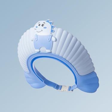 Imagem de Protetor de touca de chá de bebê, touca de chuveiro para crianças, chapéu de viseira para proteção dos olhos e ouvidos para crianças de 0 a 9 anos, formato de dinossauro pequeno fofo torna o banho do