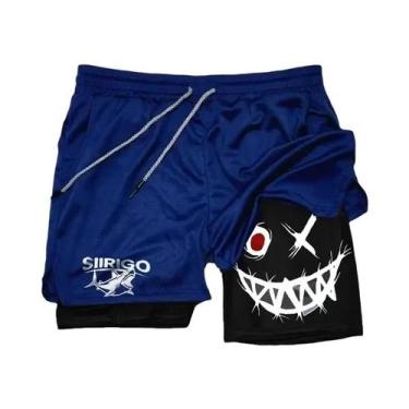 Imagem de Shorts De Corrida Masculinos Com Estampa De Rosto Sorridente, Secagem 