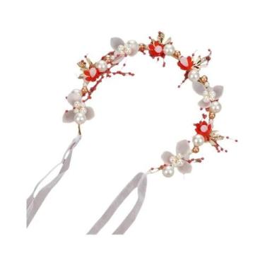 Imagem de Guirlanda De Flores Com Pérolas Boêmias, Faixa De Cabeça Para Noivas, 