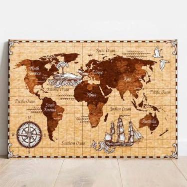 Imagem de Placa Decorativa Metálica Mapa Antigo - TACOLADO PAPEL DE PAREDE, 15x2