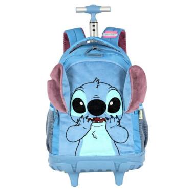 Imagem de Mochila LILO STITCH Costas e Rodas Pelúcua Luxo Original, Azul