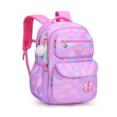 Imagem de Mochila Infantil Meninas Bolsa Escolar Moda Colorida Porta Lapis Espaç