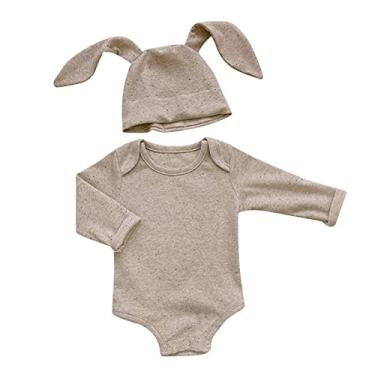 Imagem de Macaquinho para meninos de 24 meses para meninos e meninas roupa de coelho My First Easter roupas infantil recém-nascido body canelado 2t meninos, Bege, 0-3 Months