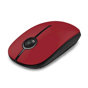 Imagem de Mouse sem fio VssoPlor, mouse portátil fino de 2,4 G com nano receptor para notebook, PC, laptop, computador (preto e vermelho)