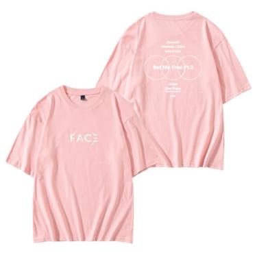 Imagem de Camiseta Jimin Solo Album FACE Same Style Support para fãs de algodão gola redonda manga curta, rosa, XXG