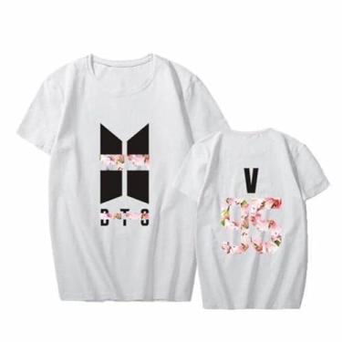 Imagem de Camiseta K-pop J-Hope Jin Jungkook Jimin RapMonster Su-ga V Unissex Camiseta Estampada Camiseta de Algodão Merch, Branco 6, P