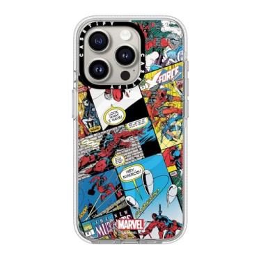 Imagem de CASETiFY Capa transparente para iPhone 15 Pro [Deadpool & Wolverine Co-Lab/Não amarela/proteção contra quedas de 2 metros/Magsafe] - Capa de colagem cômica - Transparente