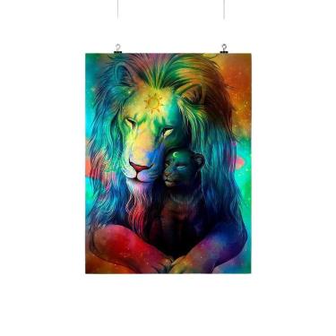 Imagem de Placa Decorativa Leão E Leoa Artwork Wallpaper 20X30Cm