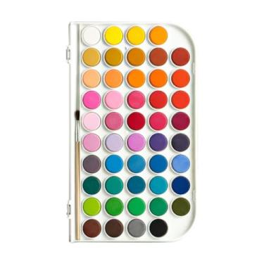 Imagem de YIJU Conjunto de tinta com pincel e paleta para pintura em, tinta lavável para todas as idades, 48 Cores