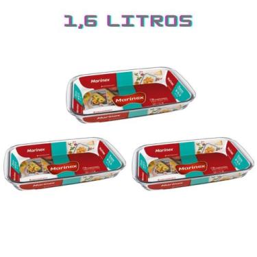 Imagem de Conj 3 Travessa Retangular Vidro 1,6L Nadir Forno Freezer - Nadir Figu