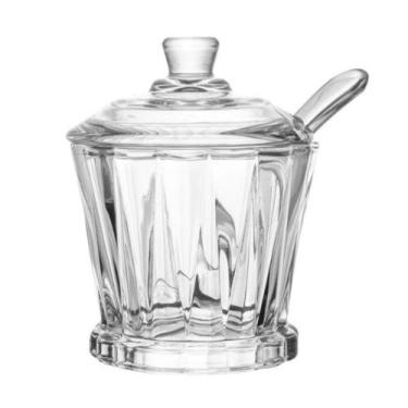 Imagem de Açucareiro Vidro Cristal Com Tampa Colher 210ml Radial Lyor, Transpare