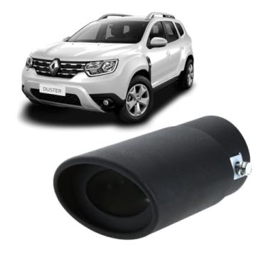 Imagem de Ponteira Universal Reta para Escapamento de Carro, Bocal Ovalado, Encaixe de 6,2 cm, Azul Iridescente (Grafite)