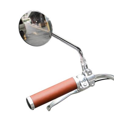 Imagem de XIFOWE Espelho retrovisor de bicicleta vintage de metal para guidão, espelho retrovisor, espelho de bicicleta Cruiser, espelho de bicicleta elétrica, espelho lateral, moldura de aço galvanizado para