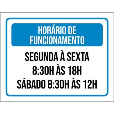 Imagem de Kit 3 Placas Horário Funcionamento Segunda Sexta Azul