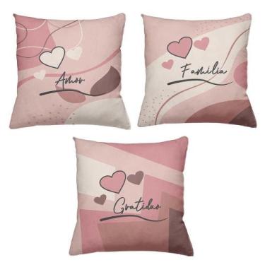 Imagem de Kit 3 Almofadas Decorativas Cheias 40 x 40 Amor - Deluzz