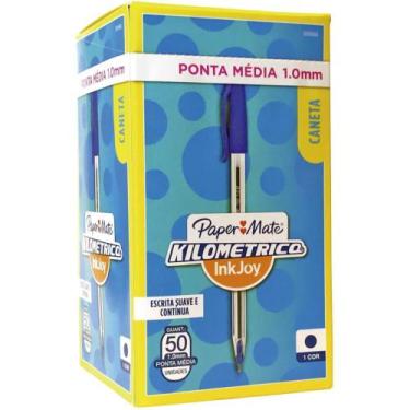 Imagem de Caneta Esferográfica Kilométrica 100 Média Azul Paper Mate - Caixa com