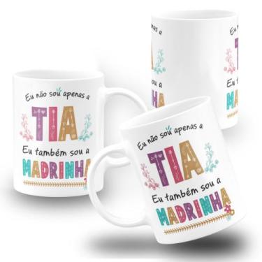 Imagem de Caneca Tia Madrinha Batismo Dinda - Amo Personalizado, Branco