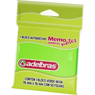 Imagem de Bloco de Recado Autoadesivo Memonote Verde Neon 76X76MM 50 Folhas - Ad