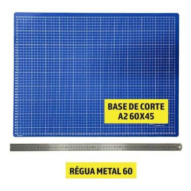 Imagem de Base Placa de Corte Apoio Para Mesa A2 60x45cm Dupla Face+ Régua Metal