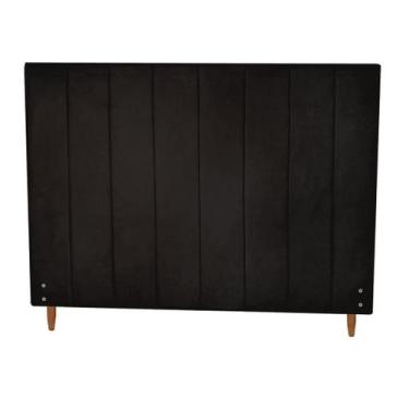 Imagem de Cabeceira Estofada Vitória para Cama Box de Casal Suede Preto 138cm JB