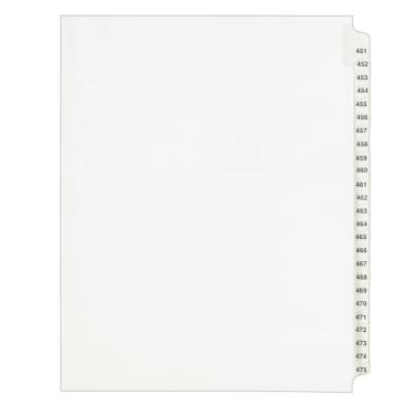 Imagem de Divisórias legais Avery, conjuntos de colarinho padrão, tamanho de letras, abas laterais e conjunto de abas 451-475 (01348)