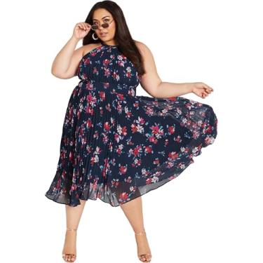 Imagem de City Chic Women's Apparel Vestido feminino City Chic Plus Size Miriam PRT, Lotte Bunch azul-marinho, 48