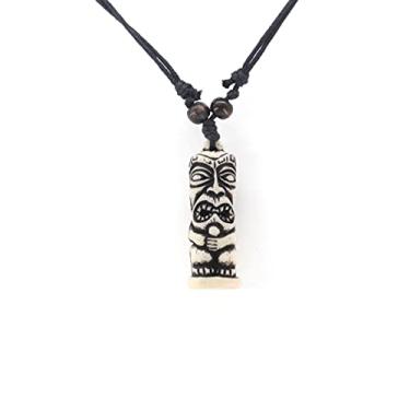 Imagem de Scddboy Colar com pingente havaiano Tiki para homens e mulheres - Joia tribal polinésia para surfista de praia, Resina, Sem Pedra Preciosa