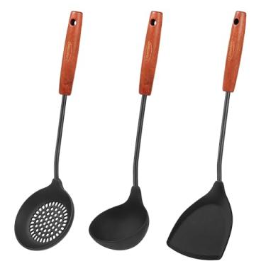 Imagem de FJNATINH Wok Tools, Utensílios Wok, Espátula Wok, Concha, Conjunto de Ferramentas de Escumadeira, Utensílios de Cozinha Antiaderente Resistente ao Calor Utensílios de Cozinha Sem BPA, Pacote com 3