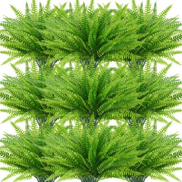 Imagem de Phliofd 40 pacotes de plantas falsas ao ar livre, resistentes a UV, samambaias de Boston, vegetação, arbustos, plantas artificiais de plástico para varanda de jardim, vaso suspenso, caixa de janela,