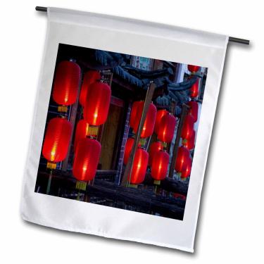 Imagem de 3dRose fl_71084_1 Bandeira de jardim da China, Yunnan, Lijiang, Xinhua Jie, Lanterns-As07 Wbi1046-Walter Bibikow, 30 x 45 cm