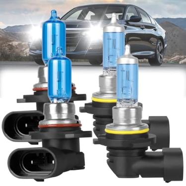 Imagem de QUAYUB Adequado para lâmpadas de halogêneo Honda Accord 1992-2007, 9005/HB3+9006/HB4 farol alto e baixo, farol alto de alto desempenho, farol baixo e lâmpada de substituição de neblina, pacote com 4
