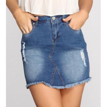 Imagem de saia jeans feminina desfiada -TAMANHO G - BLACK JEANS