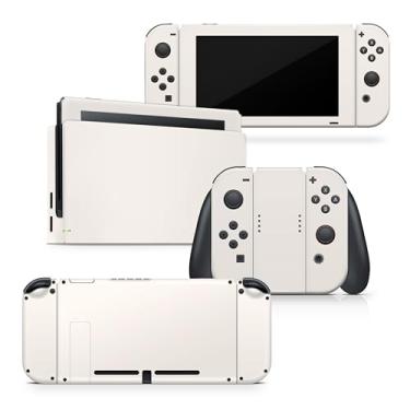 Imagem de Tacky Design Capa clássica de cores sólidas compatível com Nintendo Switch, película esbranquiçada para adesivos Nintendo Switch, decalque de vinil premium 3M (off-white)