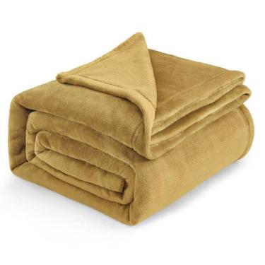Imagem de Cobertor Bedsure Fleece King Size - Dourado e Amarelo