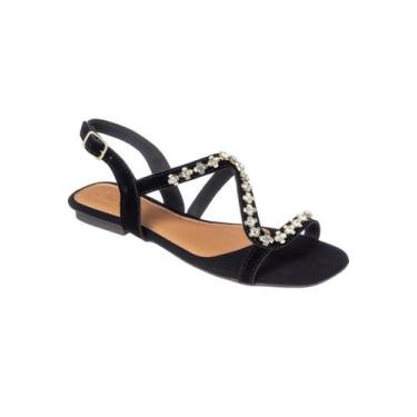 Imagem de Sandália Rasteira Moda Pedraria Luxo Feminina Ana Brito 107 - ANA BRIT