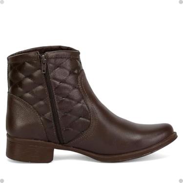 Imagem de Bota Coturno Feminino Em Couro Cano Curto Cla-Cle Elegancia e Estilo (Café, BR, Adulto, Numérico, 34)