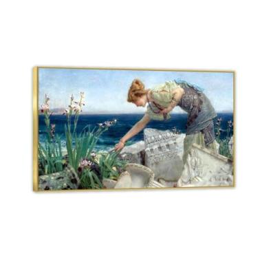 Imagem de MOBYAT Moldura dourada entre as ruínas por Lawrence Alma Tadema Impressões, reprodução de pintura a óleo, impressão giclée em tela, arte de parede pronta para pendurar para decoração de quarto de