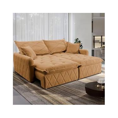 Imagem de Sofá 3 lugares Cama inBox Sublime com Assento Retrátil e Encosto Reclinável em Boucle - 200cm de Largura