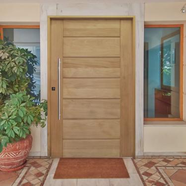 Imagem de Kit Porta de Madeira Pivotante 210x102cm Batente 14cm Fechadura 803 Rolete 3B Hale Esquadrias