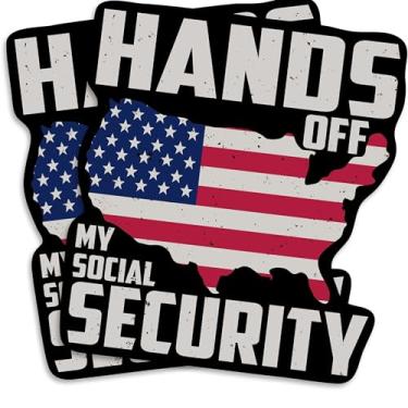 Imagem de Hands Off My Social Security Magnet - Bandeira Patriótica dos EUA - Geladeira de declaração política - Decoração ousada - Material durável para caixa de ferramentas de carro, caminhão, qualquer