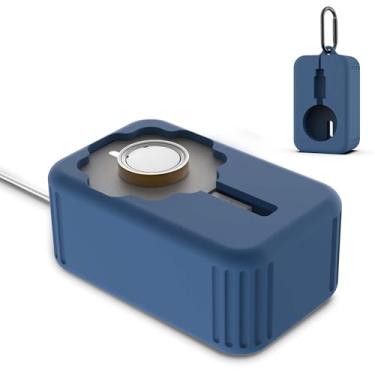 Imagem de Capa protetora de silicone macio Oura Ring 4 para Oura Ring, resistente a quedas e poeira/envelhecimento para Oura Ring Gen4 Charger Organizer com chaveiro, azul escuro