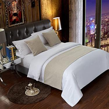Imagem de Cachecol de corredor de cama de hotel, estilo europeu, decoração de cama, macio, confortável, proteção contra desbotamento, toalha de cama de luxo para cama de solteiro queen size - cáqui ||fronha de