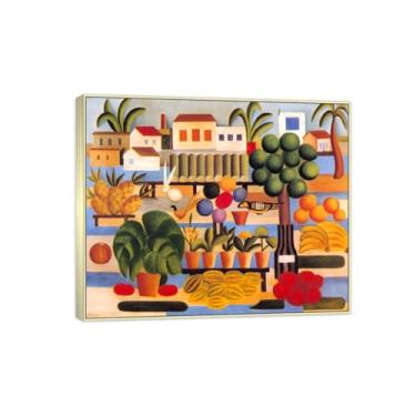 Imagem de Tarsila do Amaral Famosas Impressões em Tela-Imagem arte parede lona-Moldura Prata Pintura decoração quarto Sala de estar(justa) 70x85cm
