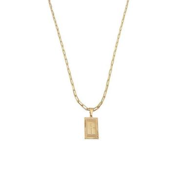 Imagem de Cordão 50Cm Masculino Feminino Pingente Letra R Banhado Ouro - Anaisa 