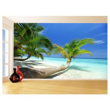 Imagem de Papel De Parede Coqueiros Praia Mar Azul Água 3,5M Npr270 - Você Decor