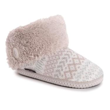 Imagem de MUK LUKS Pantufa feminina Melinda, Fairisle marfim, X-Large